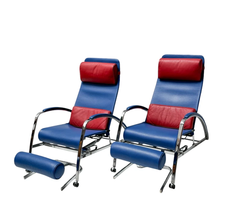 Pair of Grand Repos Lounge Chairs with Stools by Jean Prouvé Tecta , 1980s